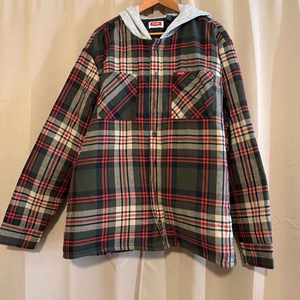 Wrangler Gray Plaid Hooded Jacket
